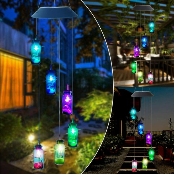 Solar Color Changing Powered Wind Chime LED Light Garden Hanging Spinner Lamp Solar Color Changing Powered Wind Chime LED Light Garden Hanging Spinner Lamp